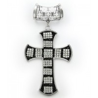 Scarf Ring - Rhinestone Cross Charm - SR-OG00086ASCRY